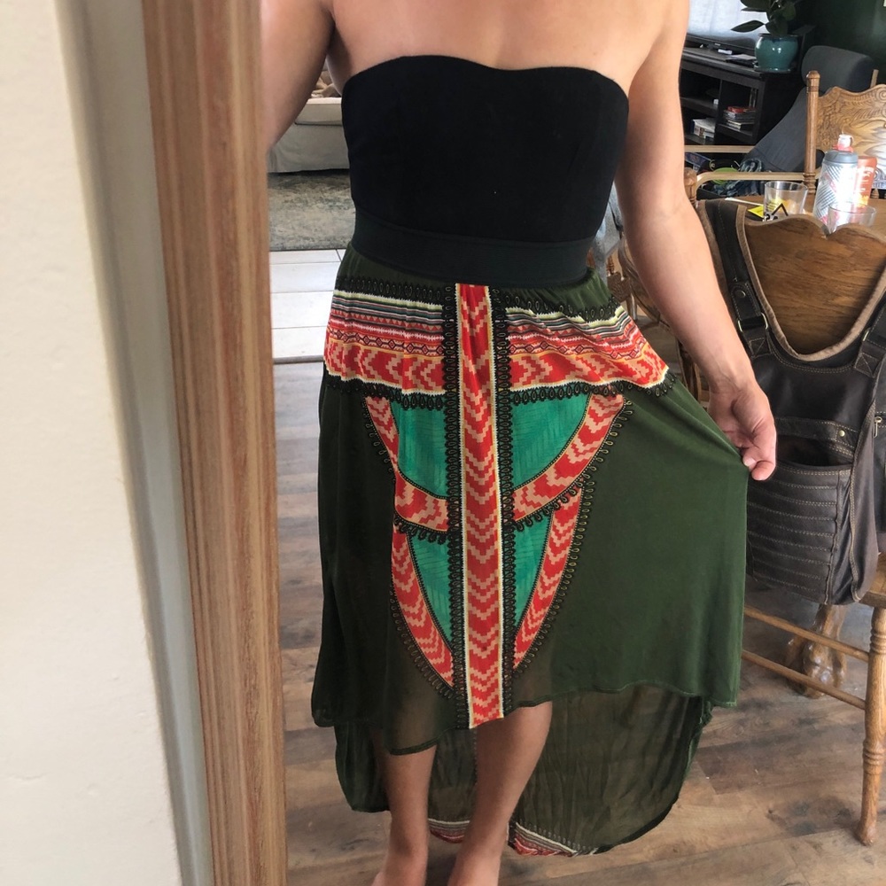 Strapless printed dress